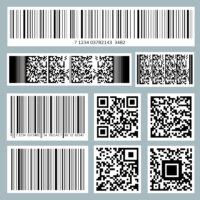 Slika kolekcije QR kodova i barkodova.